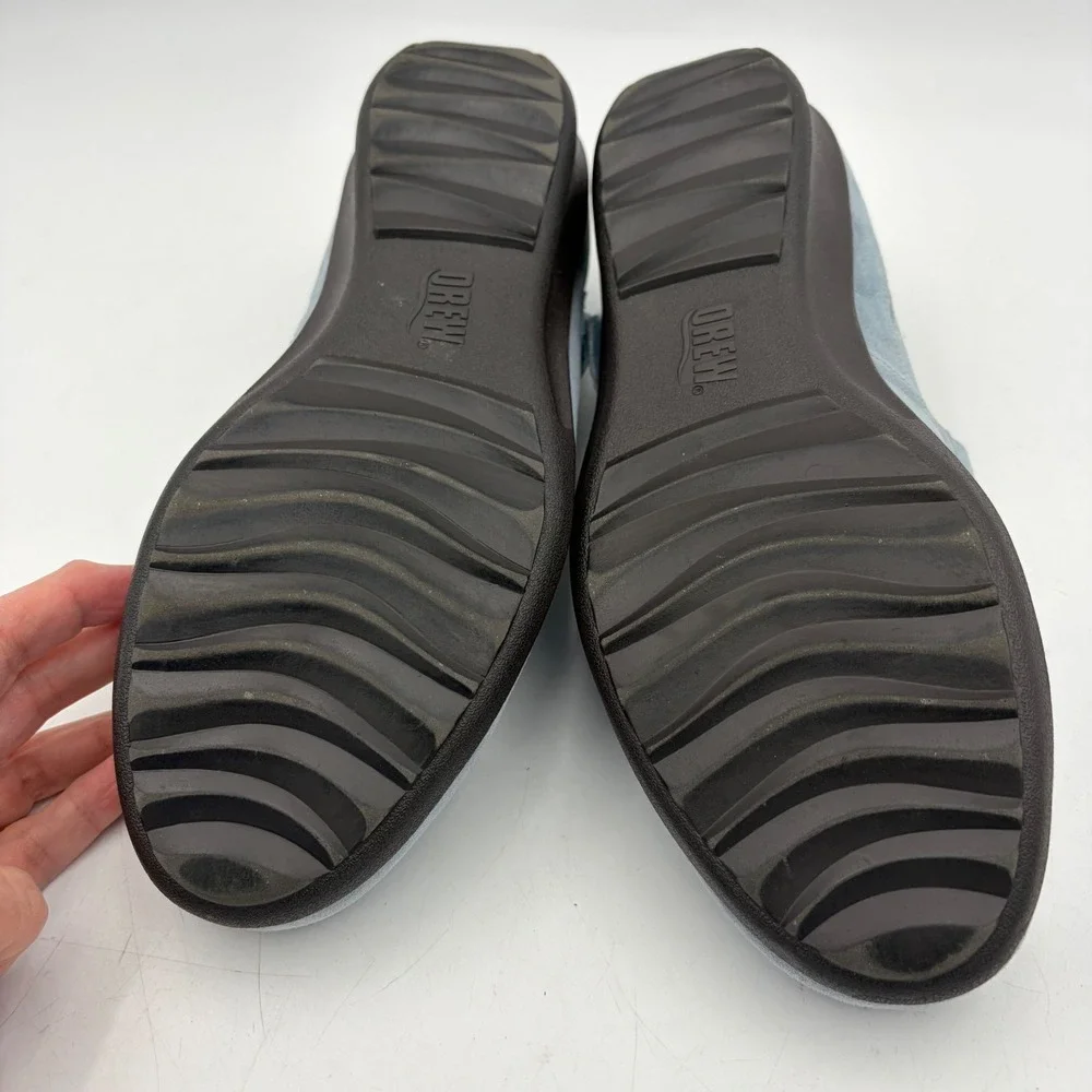 Drew Mary Janes Genoa Flats Women 9.5W WIDE Blue Suede Adjust Comfort Orthopedic